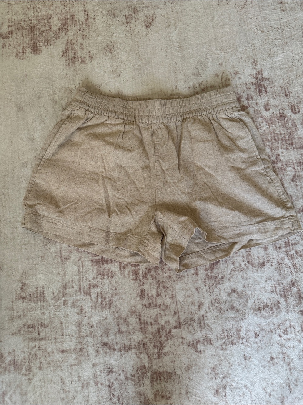 Old Navy Beige Elastic-Waist Linen-Blend Athletic Shorts